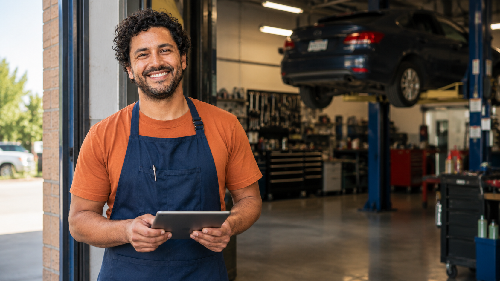 A business owner managing their listing on a tablet